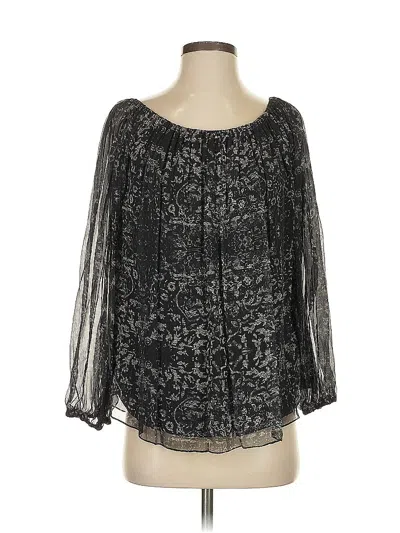 Pre-owned Haute Hippie 3/4 Sleeve Silk Top Black Square Neckline Tops