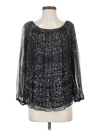 Pre-owned Haute Hippie 3/4 Sleeve Silk Top Black Square Neckline Tops