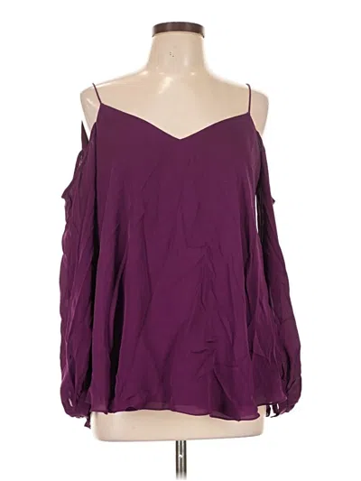 Pre-owned Haute Hippie 3/4 Sleeve Silk Top Purple Cold Shoulder Neckline Tops