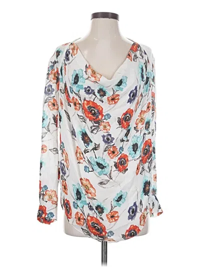 Pre-owned Haute Hippie 3/4 Sleeve Silk Top White Plunge Neckline Tops