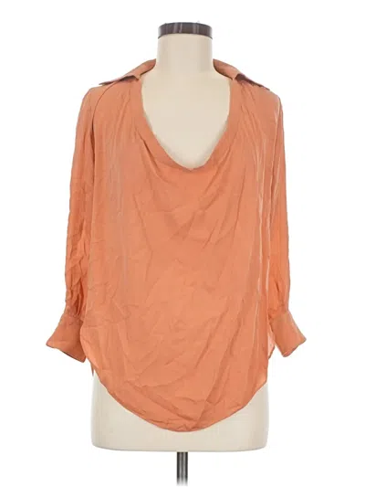 Pre-owned Haute Hippie 3/4 Sleeve Top Orange Cowl Neck Tops