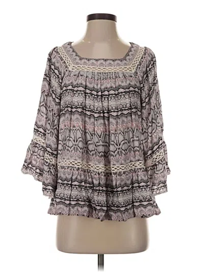 Pre-owned Haute Hippie 3/4 Sleeve T-shirt In Gray