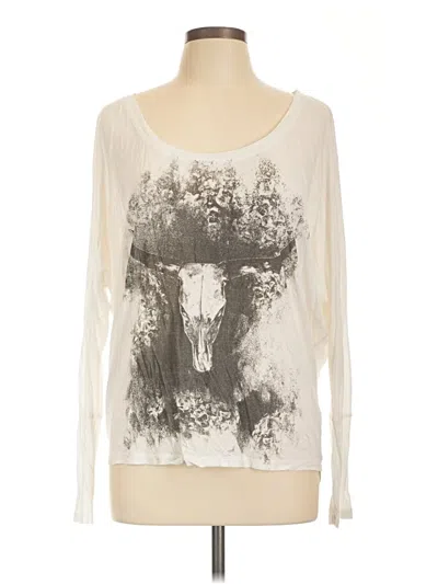 Pre-owned Haute Hippie 3/4 Sleeve T-shirt In Ivory