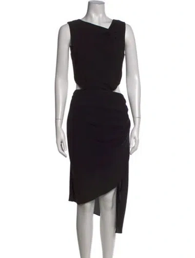 Pre-owned Haute Hippie Asymmetrical Midi Length Dress In Black