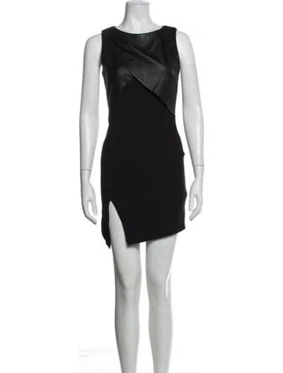 Pre-owned Haute Hippie Bateau Neckline Mini Dress In Black