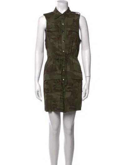 Pre-owned Haute Hippie Camouflage Print Mini Dress In Green