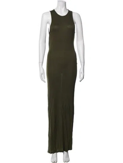 Pre-owned Haute Hippie Crew Neck Long Dress In Green