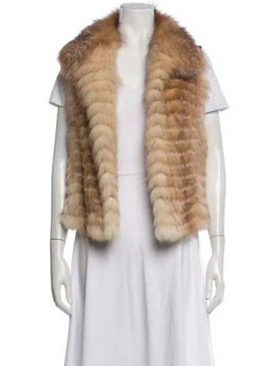 Pre-owned Haute Hippie Fox Animal Print Fur Jacket In Neutrals