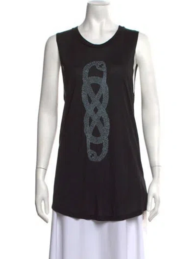 Pre-owned Haute Hippie Graphic Print Crew Neck Top In Black