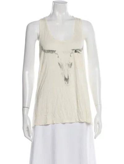 Pre-owned Haute Hippie Graphic Print Scoop Neck Top In Neutral