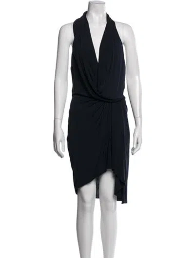 Pre-owned Haute Hippie Halterneck Mini Dress In Blue