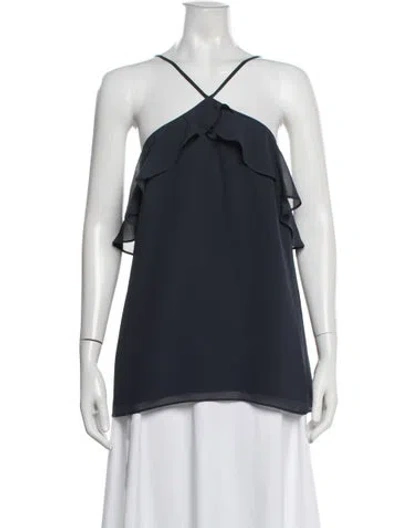 Pre-owned Haute Hippie Halterneck Sleeveless Blouse In Blue