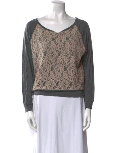 Pre-owned Haute Hippie Lace Pattern V-neck Sweater In Multi