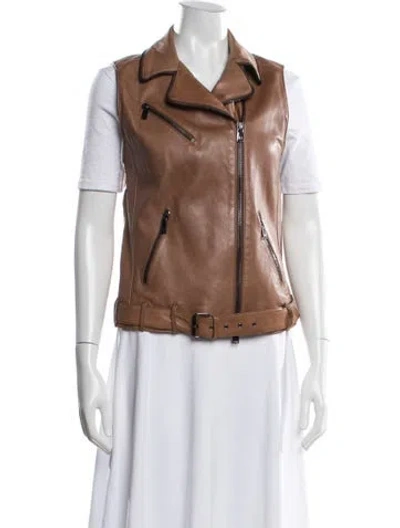 Pre-owned Haute Hippie Lamb Leather Biker Jacket In Brown