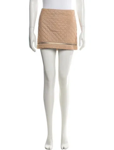 Pre-owned Haute Hippie Lamb Leather Mini Skirt In Neutrals