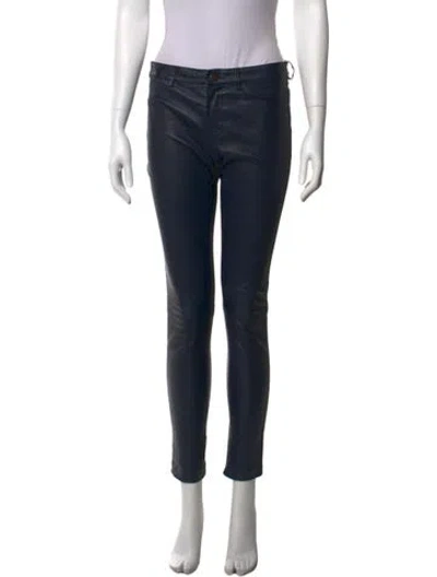 Pre-owned Haute Hippie Lambskin Skinny Leg Pants In Blue