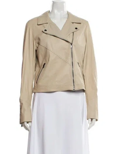 Pre-owned Haute Hippie Leather Biker Jacket In Neutral
