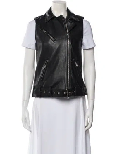 Pre-owned Haute Hippie Leather Vest In Black