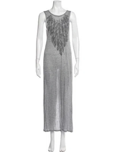 Pre-owned Haute Hippie Linen Long Dress In Grey