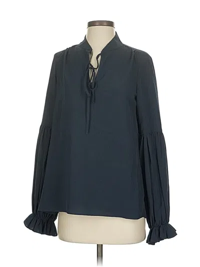 Pre-owned Haute Hippie Long Sleeve Blouse In Blue