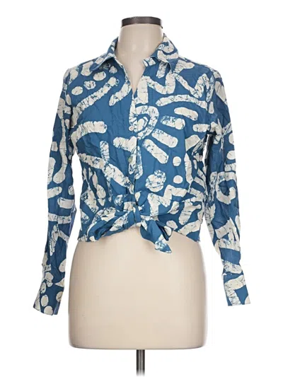 Pre-owned Haute Hippie Long Sleeve Blouse In Blue