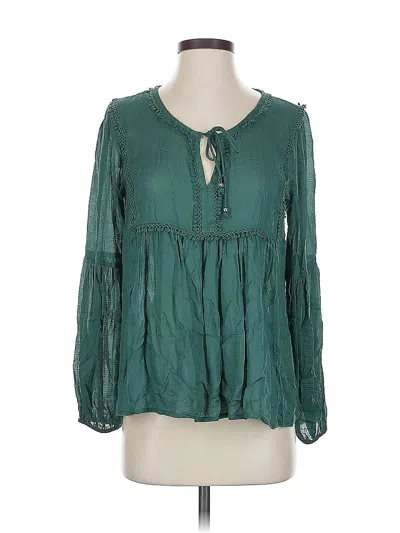 Pre-owned Haute Hippie Long Sleeve Blouse In Green