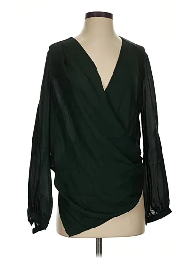 Pre-owned Haute Hippie Long Sleeve Blouse In Green