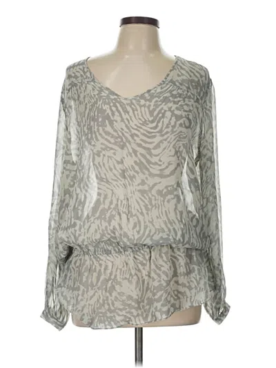 Pre-owned Haute Hippie Long Sleeve Blouse In Silver