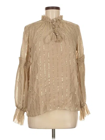 Pre-owned Haute Hippie Long Sleeve Blouse In Tan