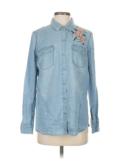 Pre-owned Haute Hippie Long Sleeve Button Down Shirt In Blue