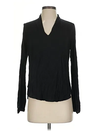 Pre-owned Haute Hippie Long Sleeve Polo Shirt In Black