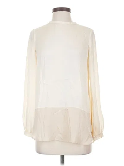 Pre-owned Haute Hippie Long Sleeve Silk Top Ivory High Neck Tops