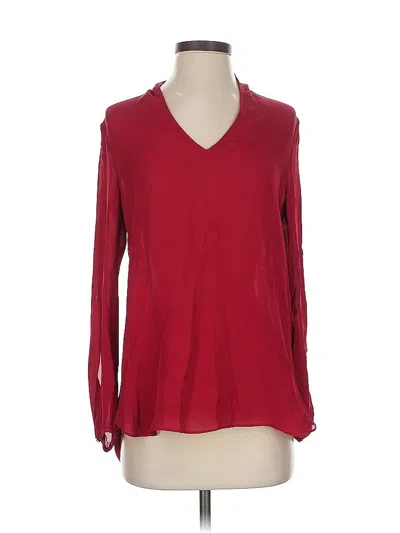 Pre-owned Haute Hippie Long Sleeve Silk Top Red V Neck Tops