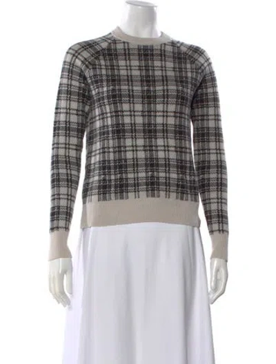 Pre-owned Haute Hippie Merino Wool Plaid Print Sweater In Gray