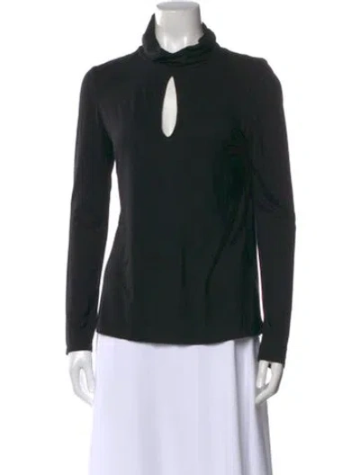 Pre-owned Haute Hippie Mock Neck Long Sleeve Top In Black