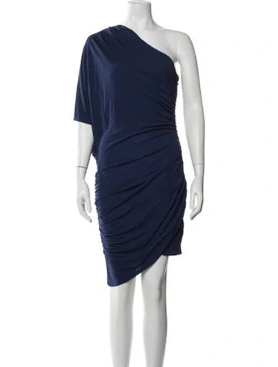 Pre-owned Haute Hippie One-shoulder Mini Dress In Blue