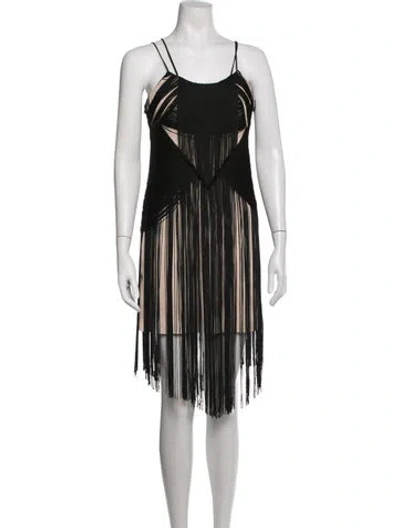 Pre-owned Haute Hippie Patterned Mini Dress In Black