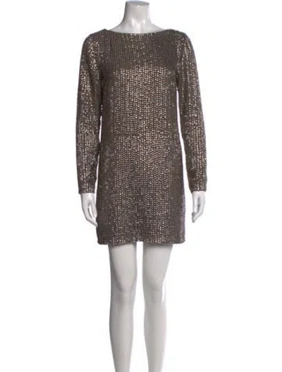 Pre-owned Haute Hippie Patterned Mini Dress In Gold/metallic