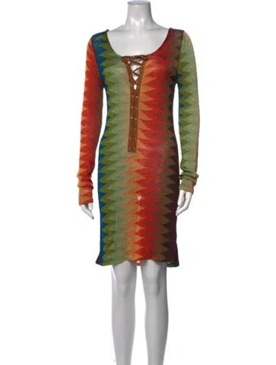 Pre-owned Haute Hippie Patterned Mini Dress W/ Tags In Red