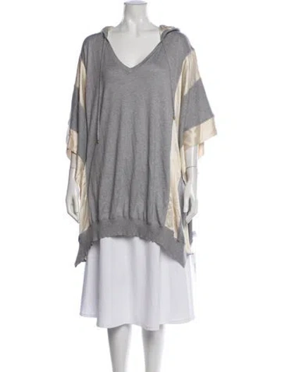 Pre-owned Haute Hippie Patterned V-neck Sweater In Grey