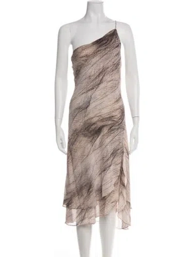Pre-owned Haute Hippie Printed Midi Length Dress In Neutral