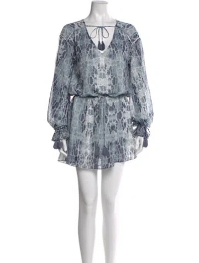 Pre-owned Haute Hippie Printed Mini Dress W/ Tags In Blue