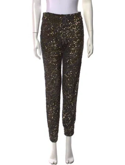 Pre-owned Haute Hippie Sequin Straight Leg Pants In Gray