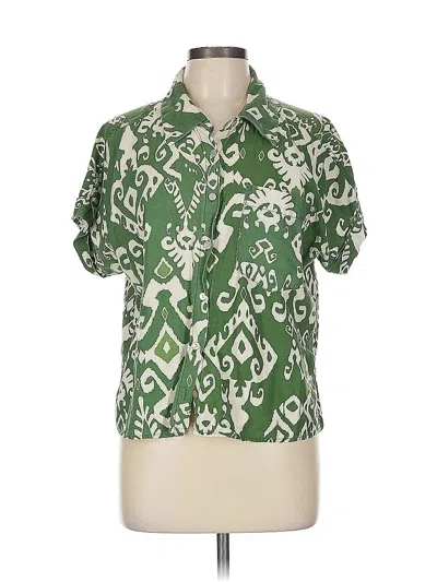 Pre-owned Haute Hippie Short Sleeve Blouse In Green
