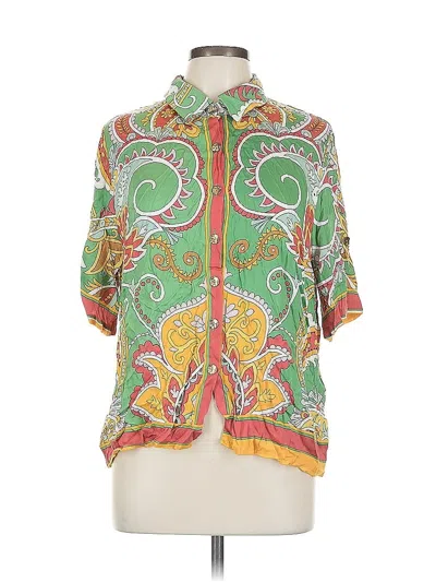Pre-owned Haute Hippie Short Sleeve Blouse In Green