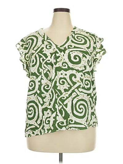 Pre-owned Haute Hippie Short Sleeve Blouse In Green