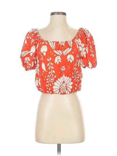 Pre-owned Haute Hippie Short Sleeve Blouse In Orange