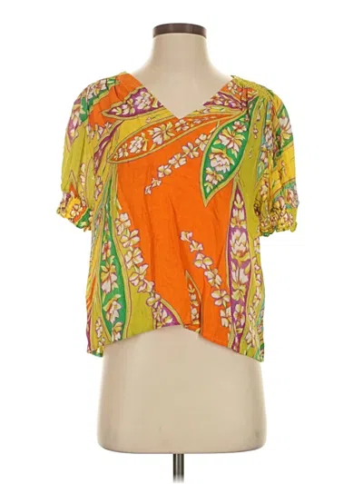 Pre-owned Haute Hippie Short Sleeve Blouse In Orange