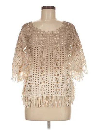 Pre-owned Haute Hippie Short Sleeve Blouse In Tan