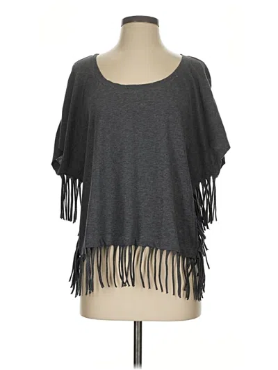 Pre-owned Haute Hippie Short Sleeve Top Gray Scoop Neck Tops